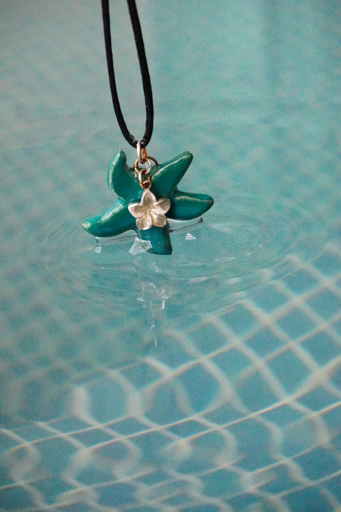 Teal Starfish with Plumeria