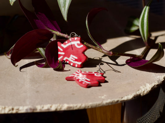 Bitty Red Fish Earrings Painted