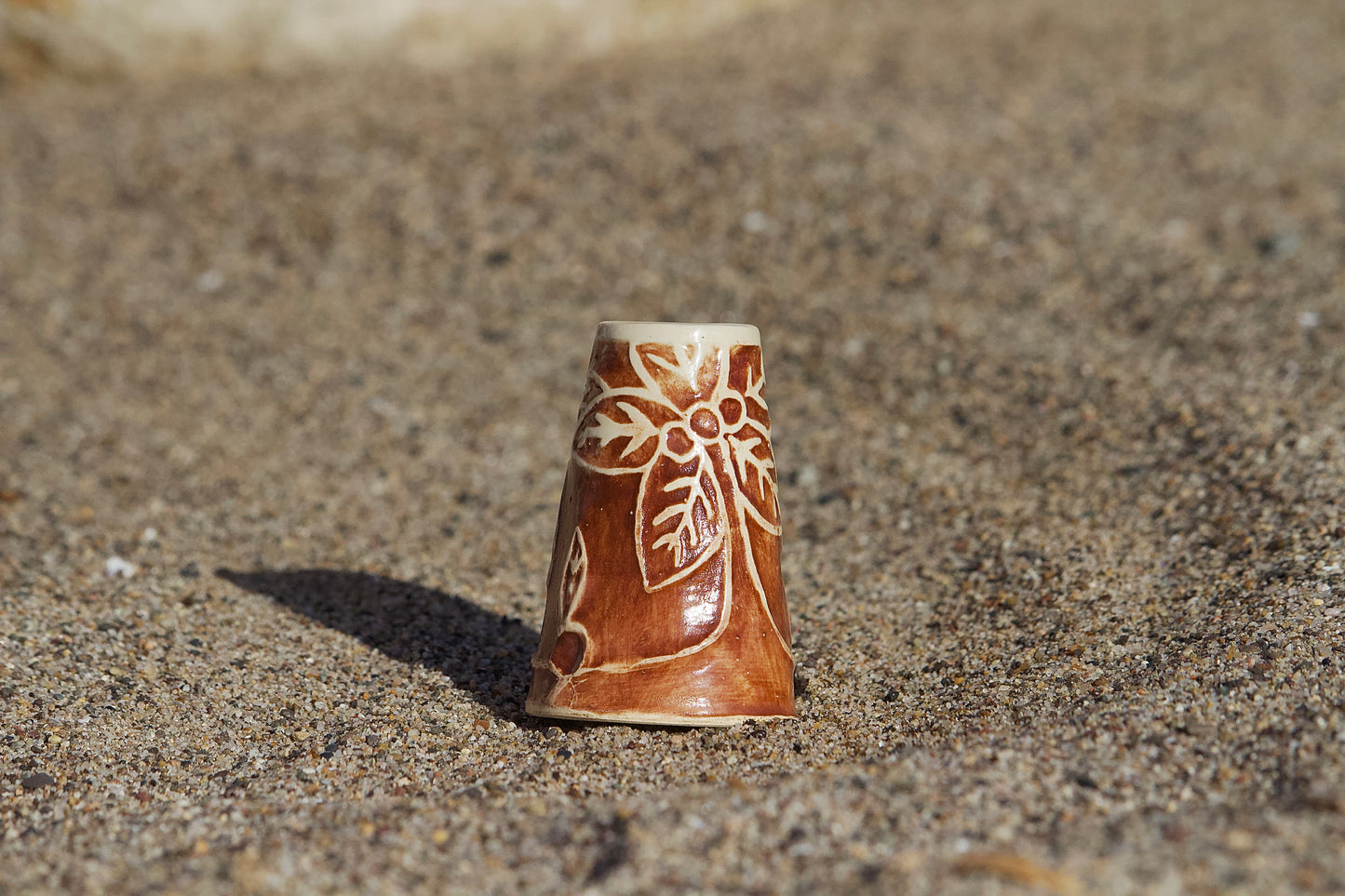 Brown water etched bud vase