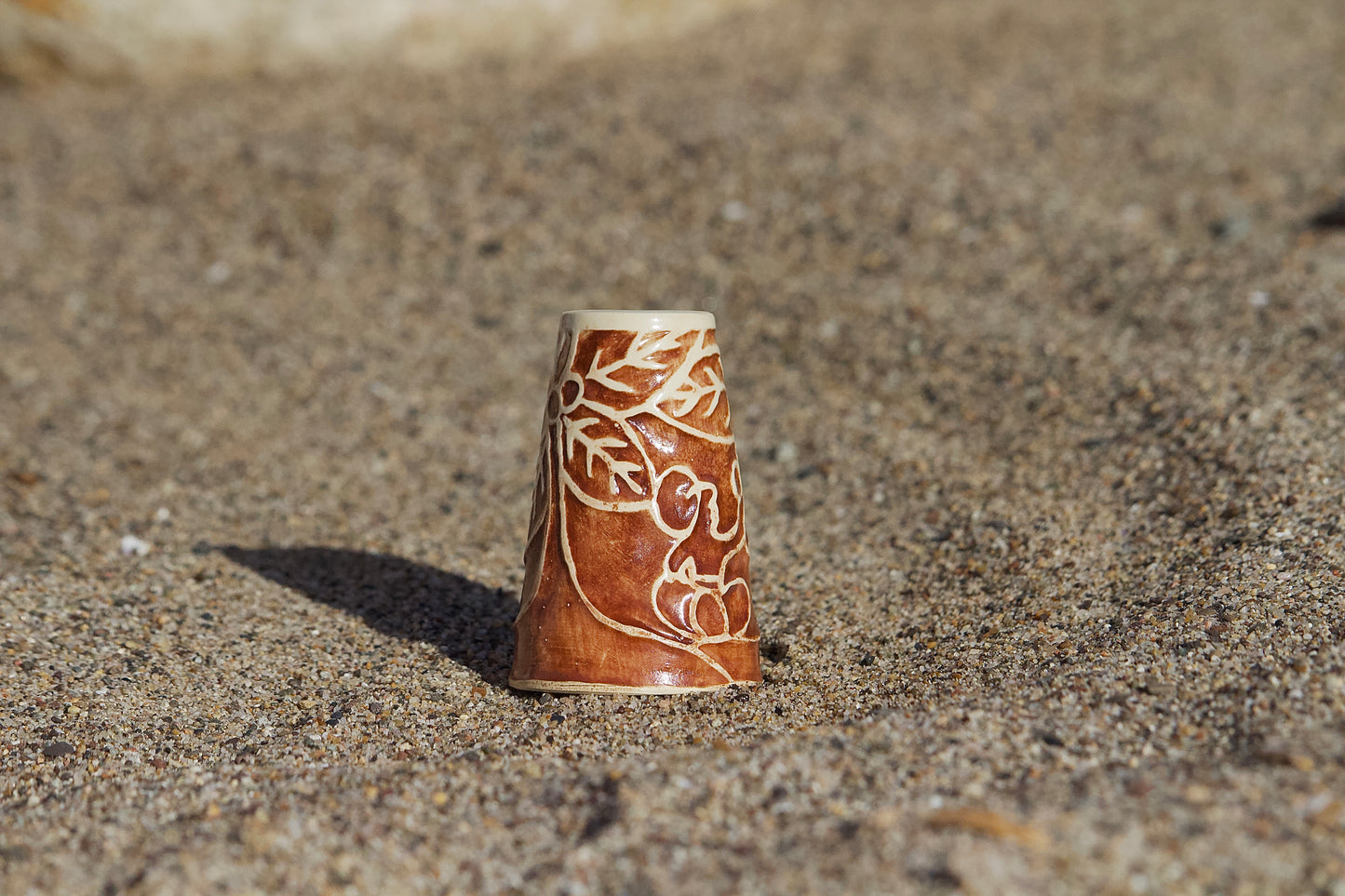 Brown water etched bud vase