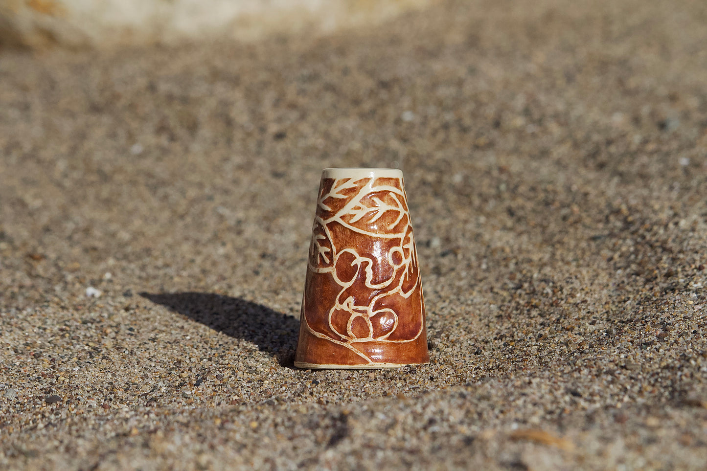 Brown water etched bud vase