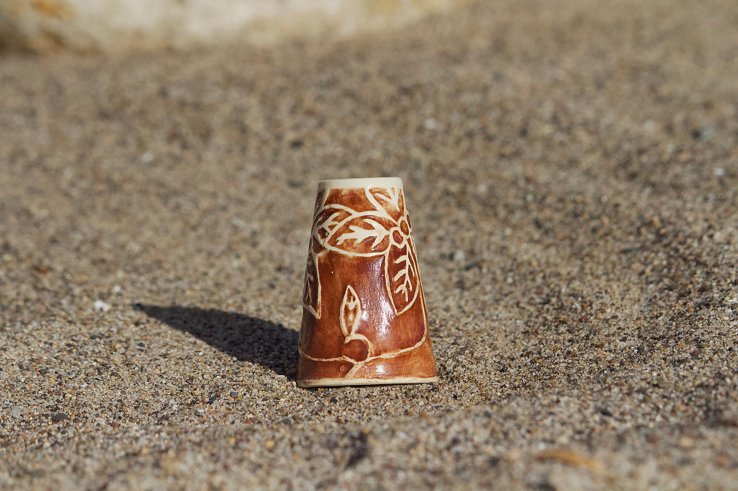 Brown water etched bud vase