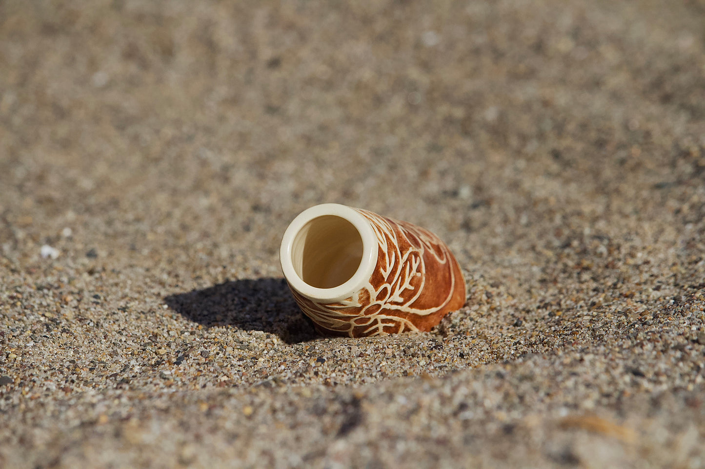 Brown water etched bud vase